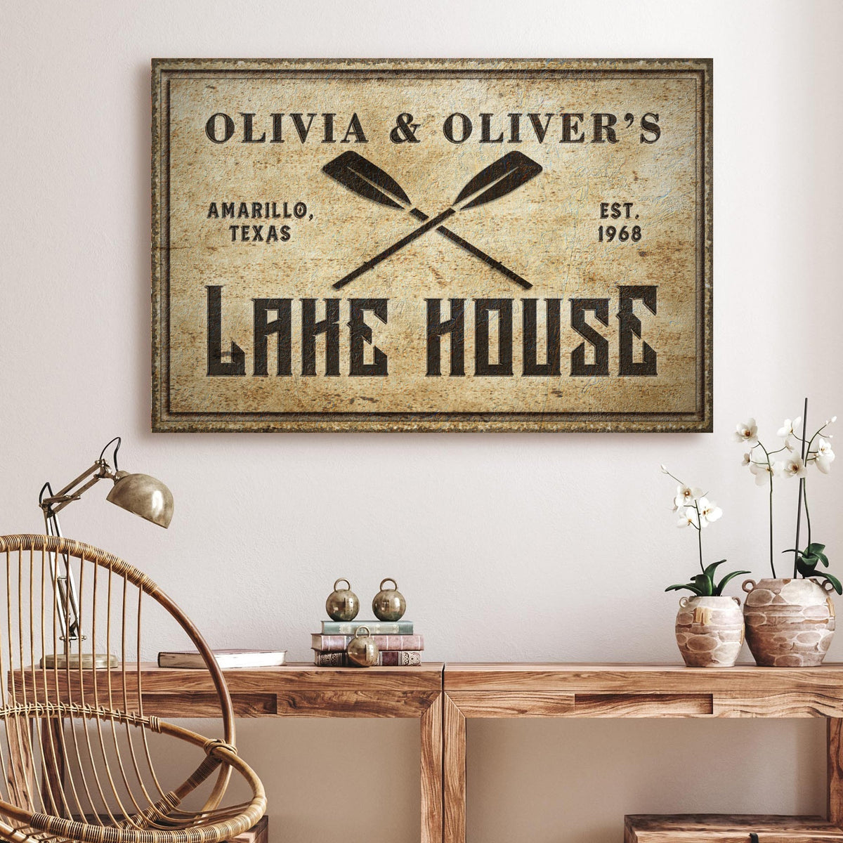 Couple Lake House Paddle Sign
