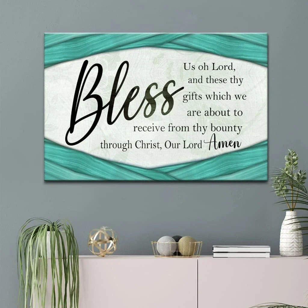 bless us oh lord wall art grace prayer praying before meals canvas wall art (Landscape) (view 6)