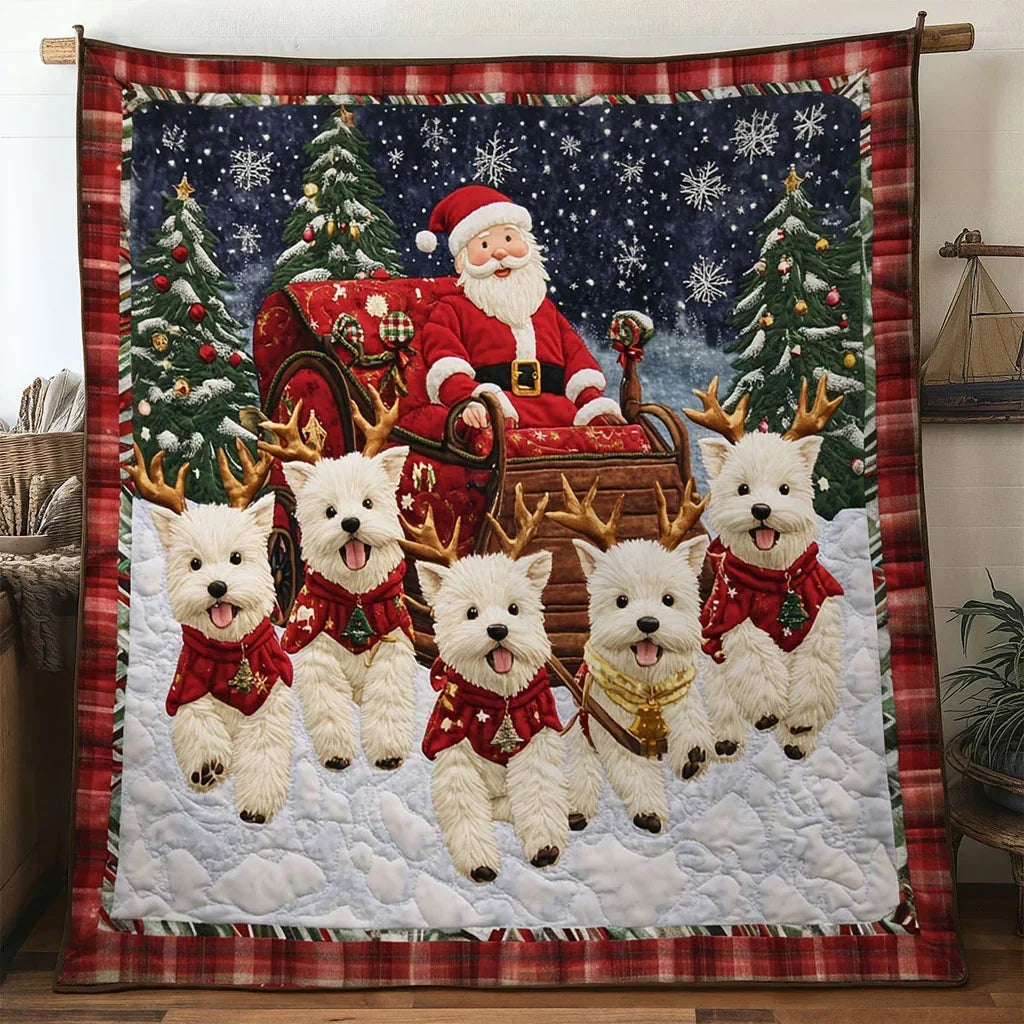 Terrier Christmas Magic Quilt Blanket