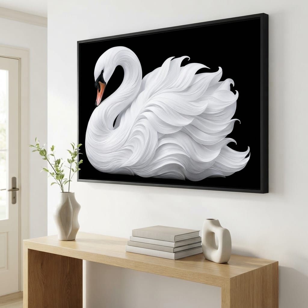 The Alabaster Swan Unfurled Canvas Wall Art