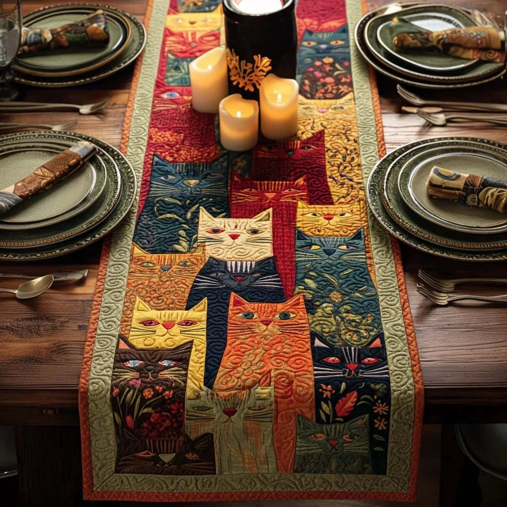 The Giggly Cat Quilted Table Runner