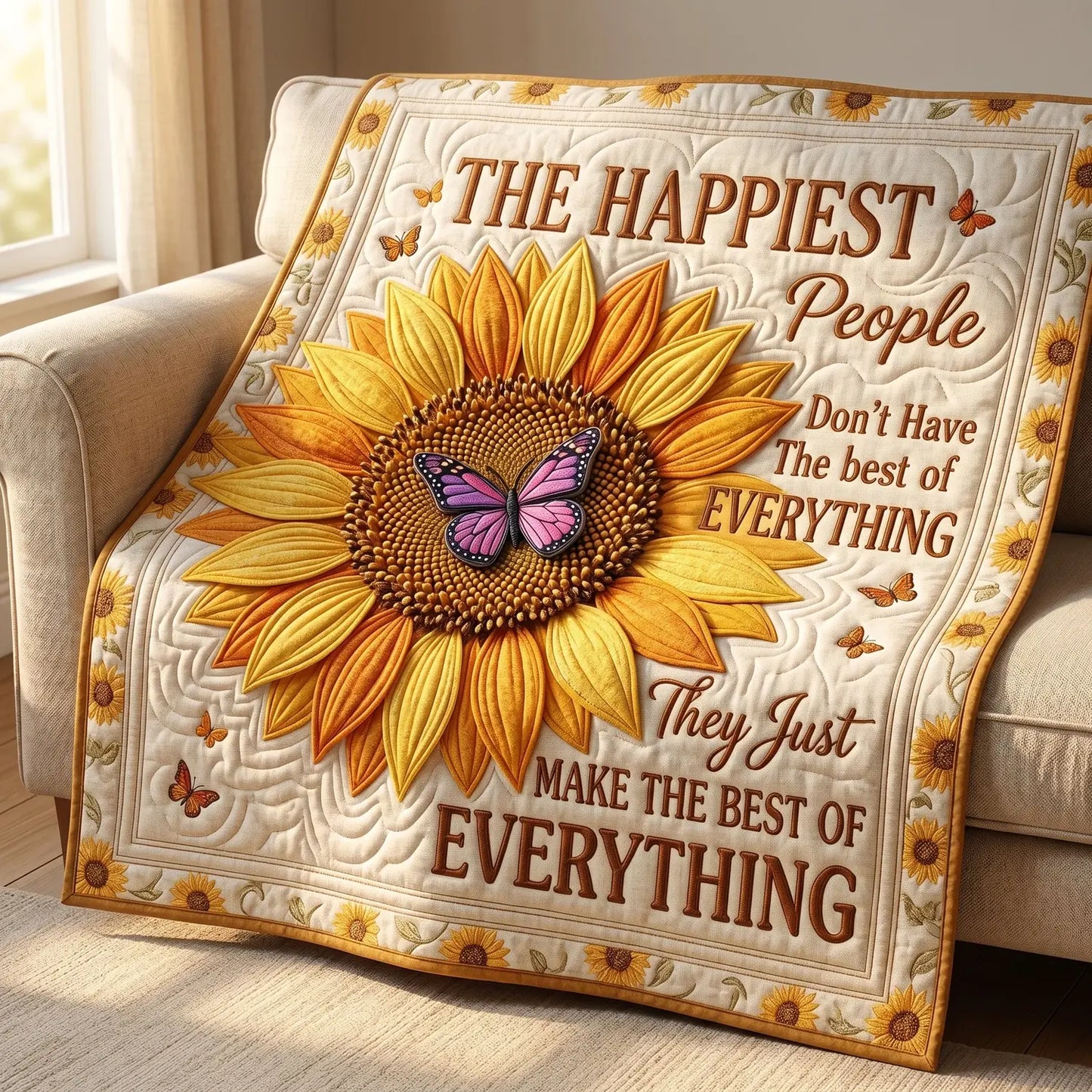 The Happiest People Quilt Blanket