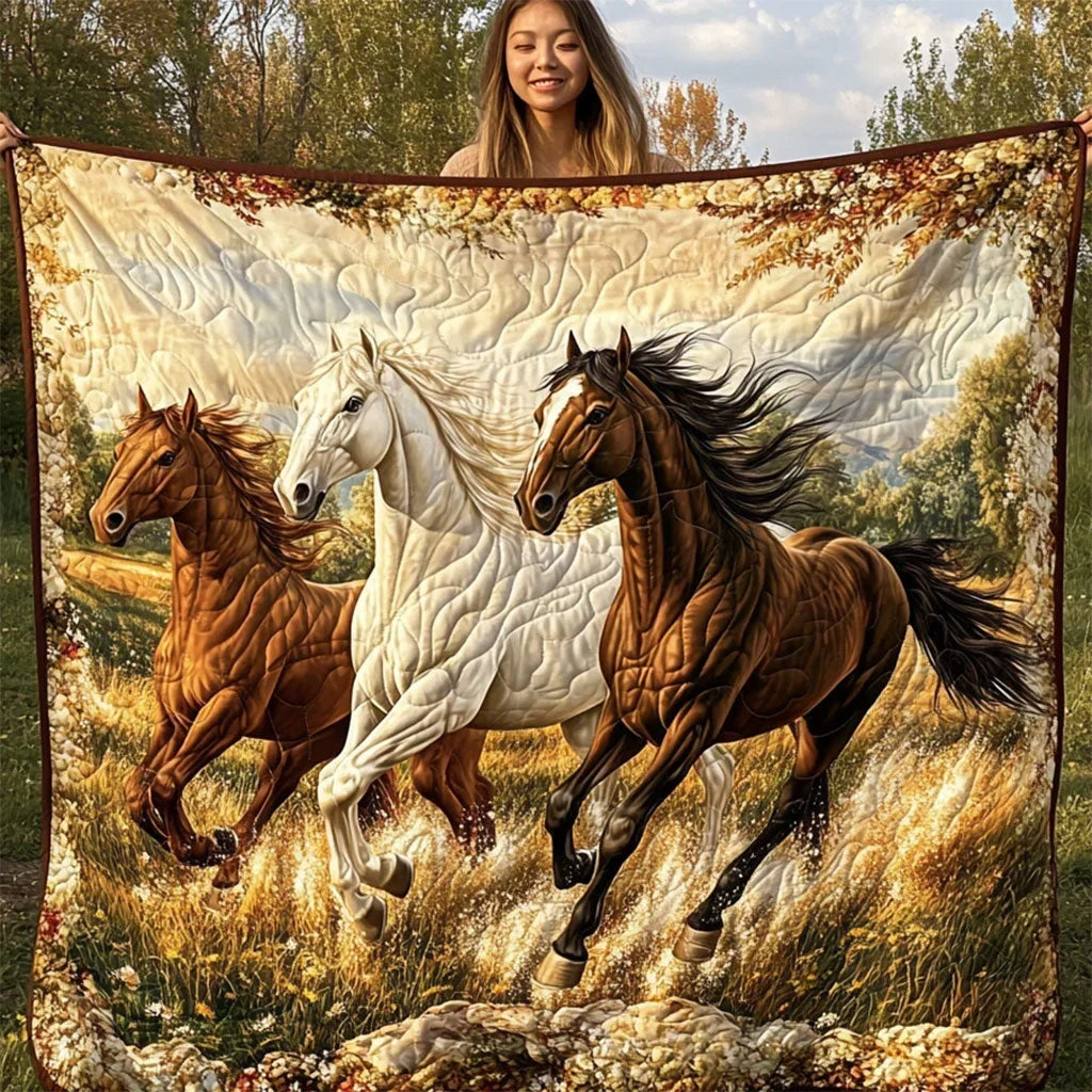 The Mustang Trio Quilt Blanket