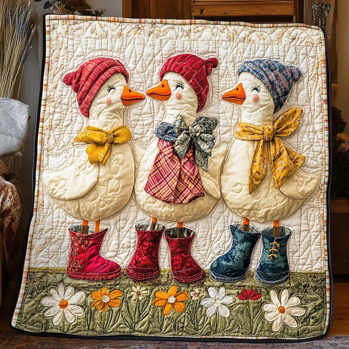 Three Little Geese Quilt Blanket