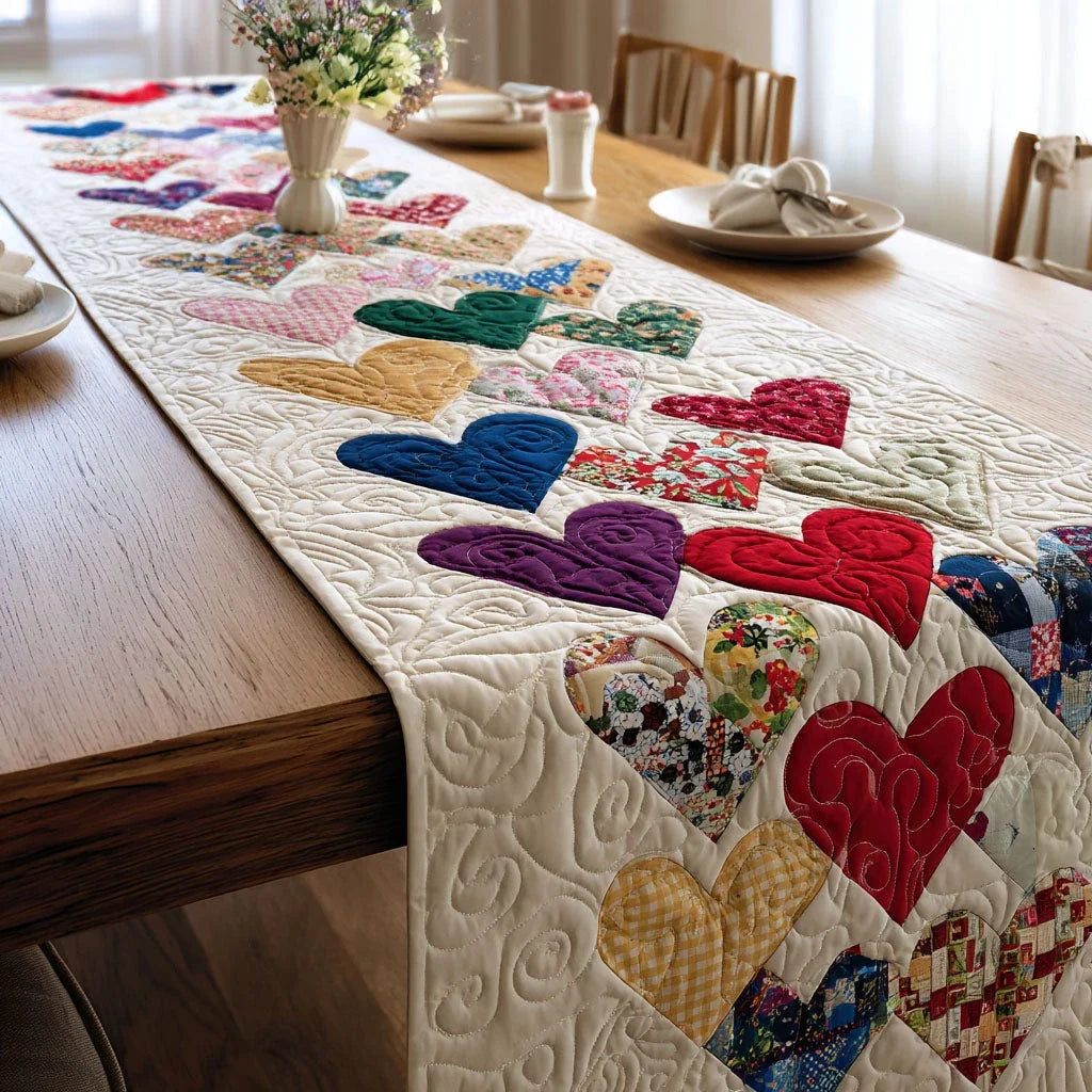 Timeless Heart Quilted Table Runner