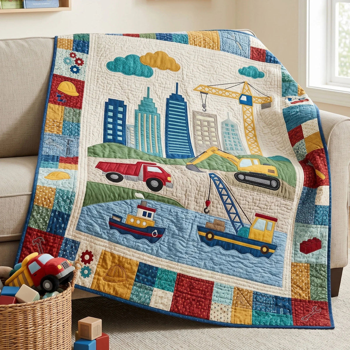 Tiny Transport Quilt Blanket - Quilted Blanket by Wild and Way