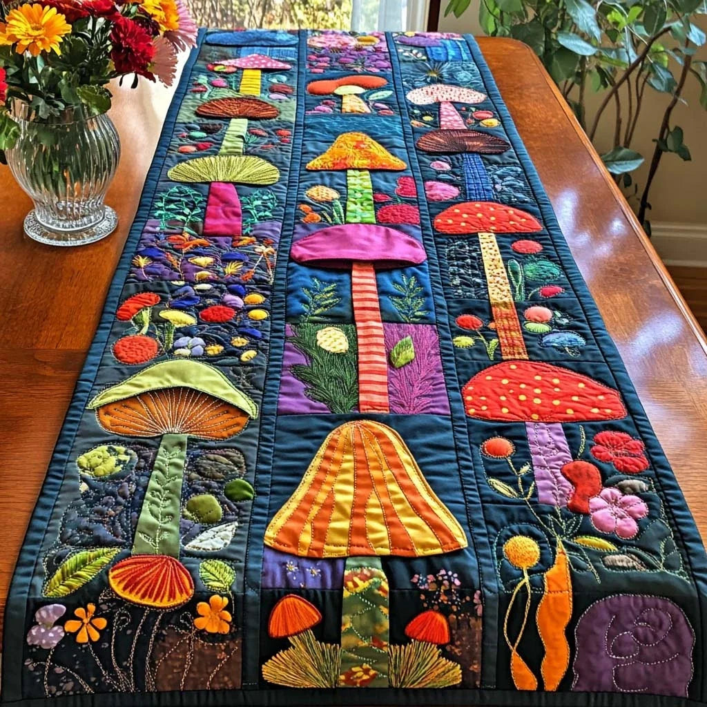 Toadstool Trails Quilted Table Runner