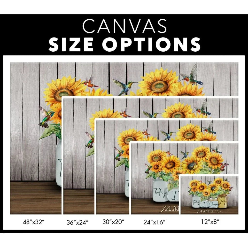 today i choose joy james 1 2 wall art canvas sunflower vase hummingbird (Landscape) (view 5)