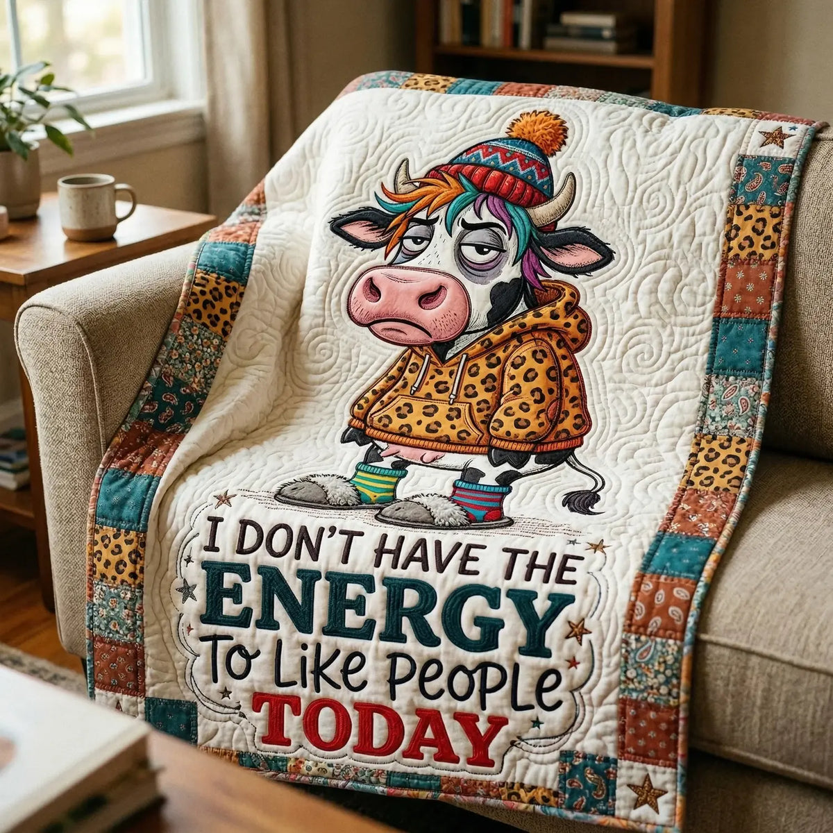 Too Tired For People Quilt Blanket