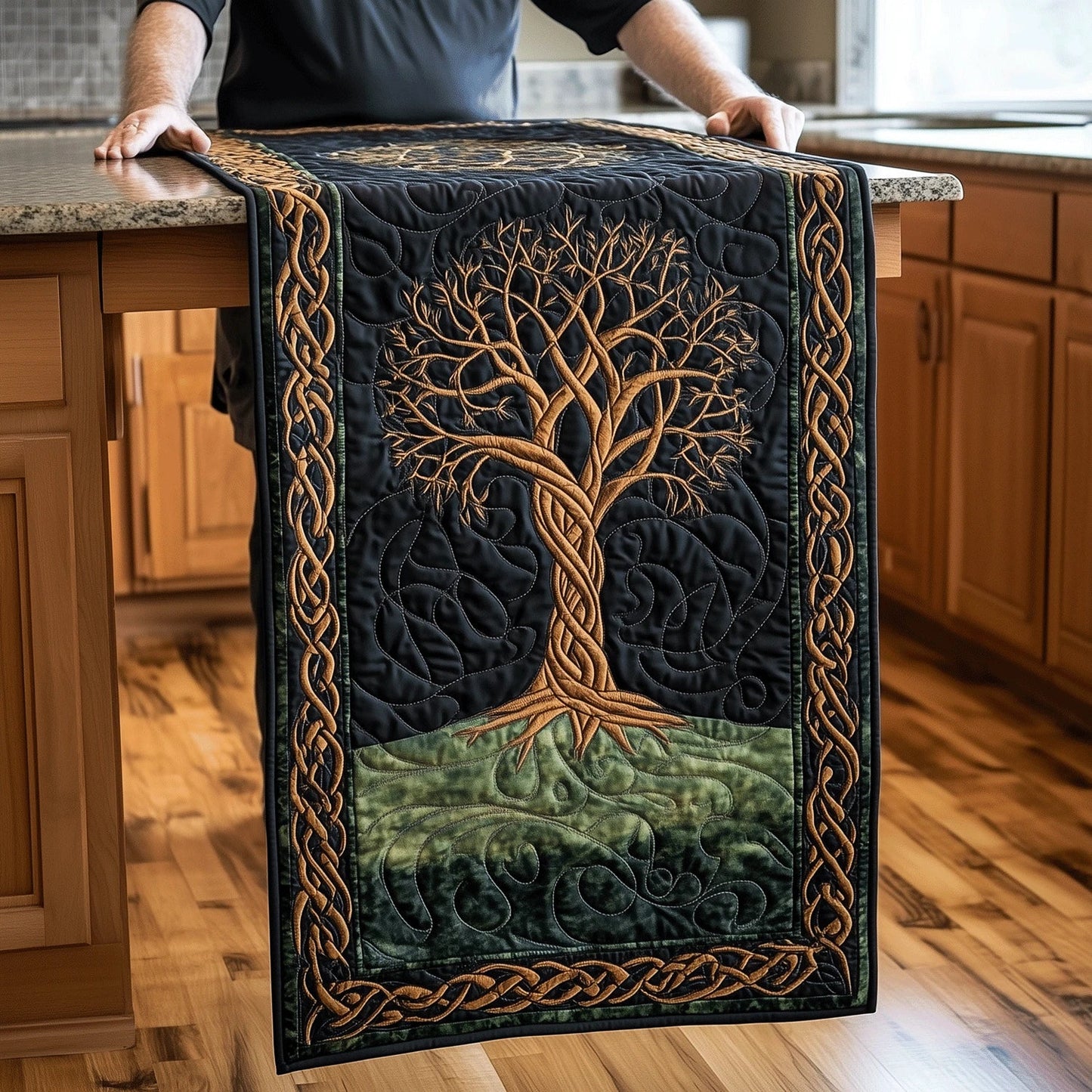 Tree of Life Elegance Quilted Table Runner
