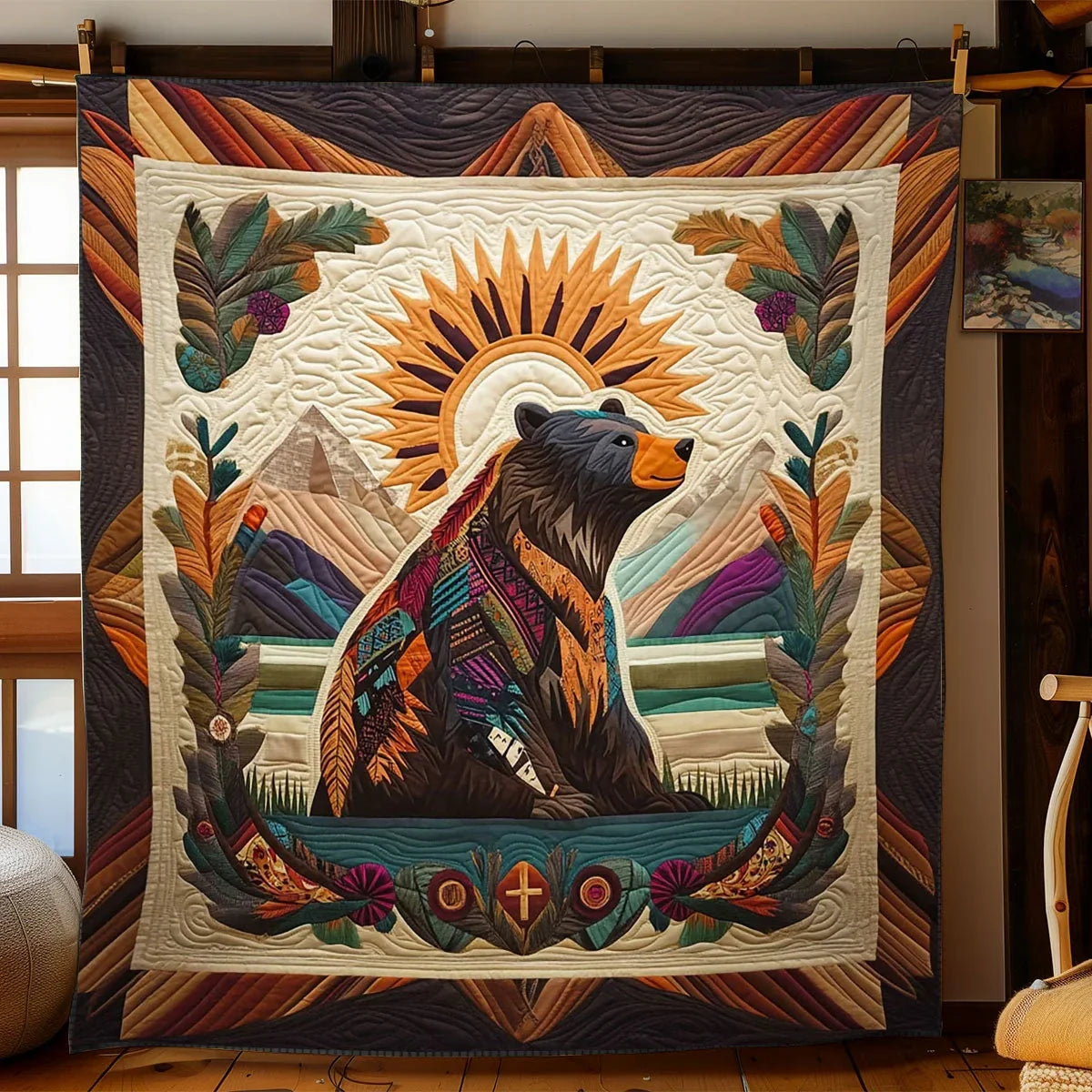 Tribal Bear Totem Quilt Blanket