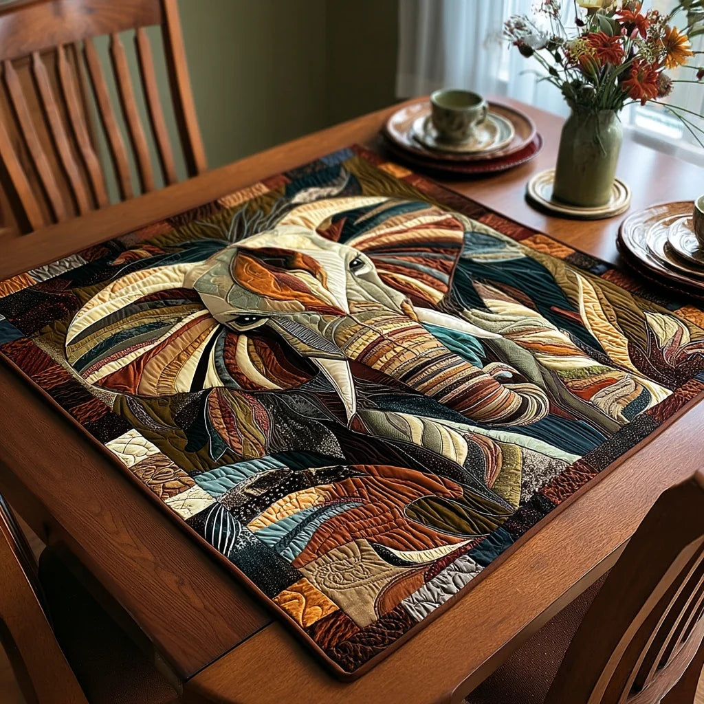 Tribal Elephant Quilted Table Topper