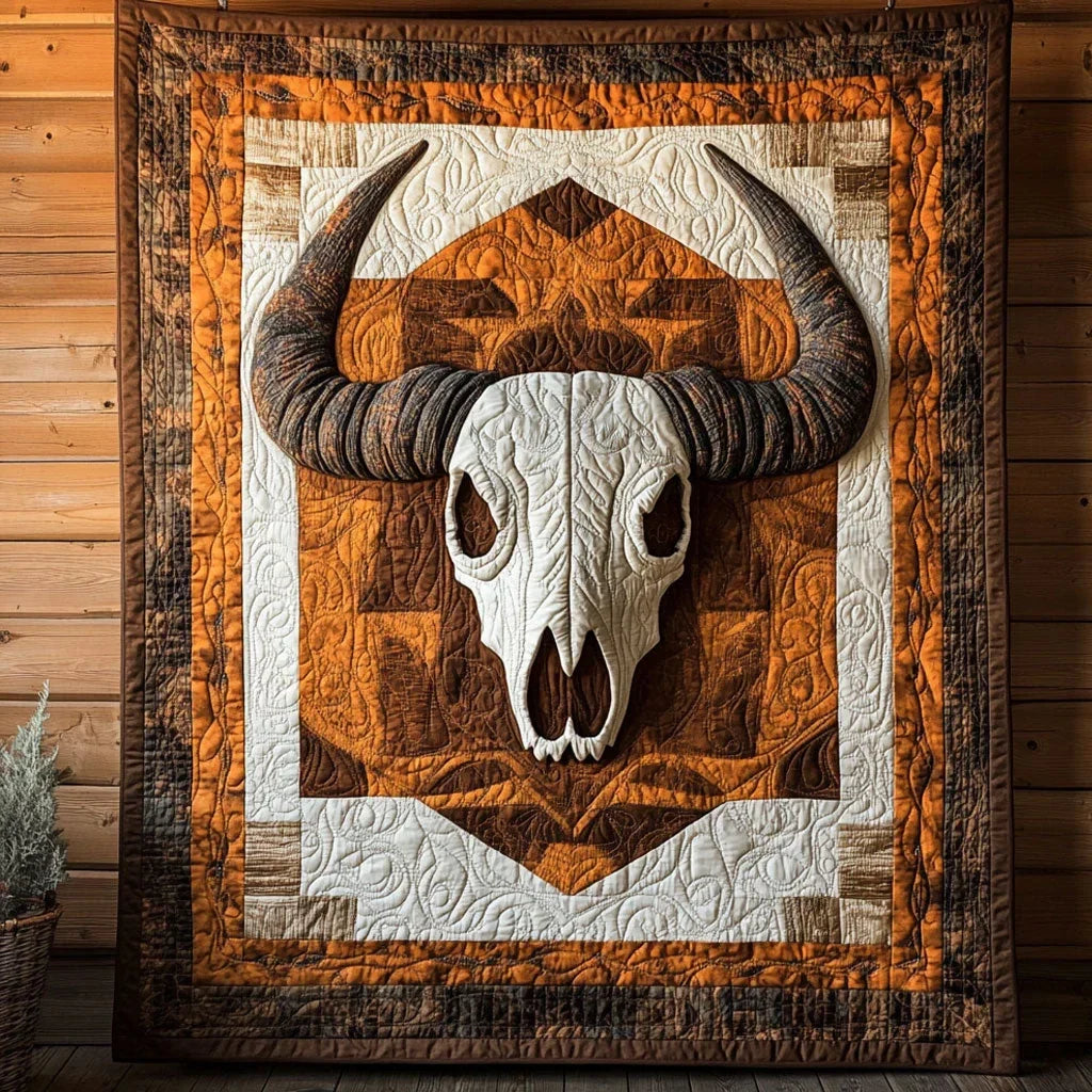 Tribal Guardian Horns Quilt Blanket