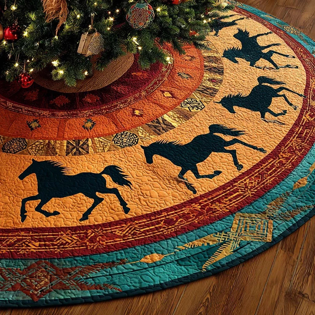 Tribal Nightfall Wheel Quilted Tree Skirt