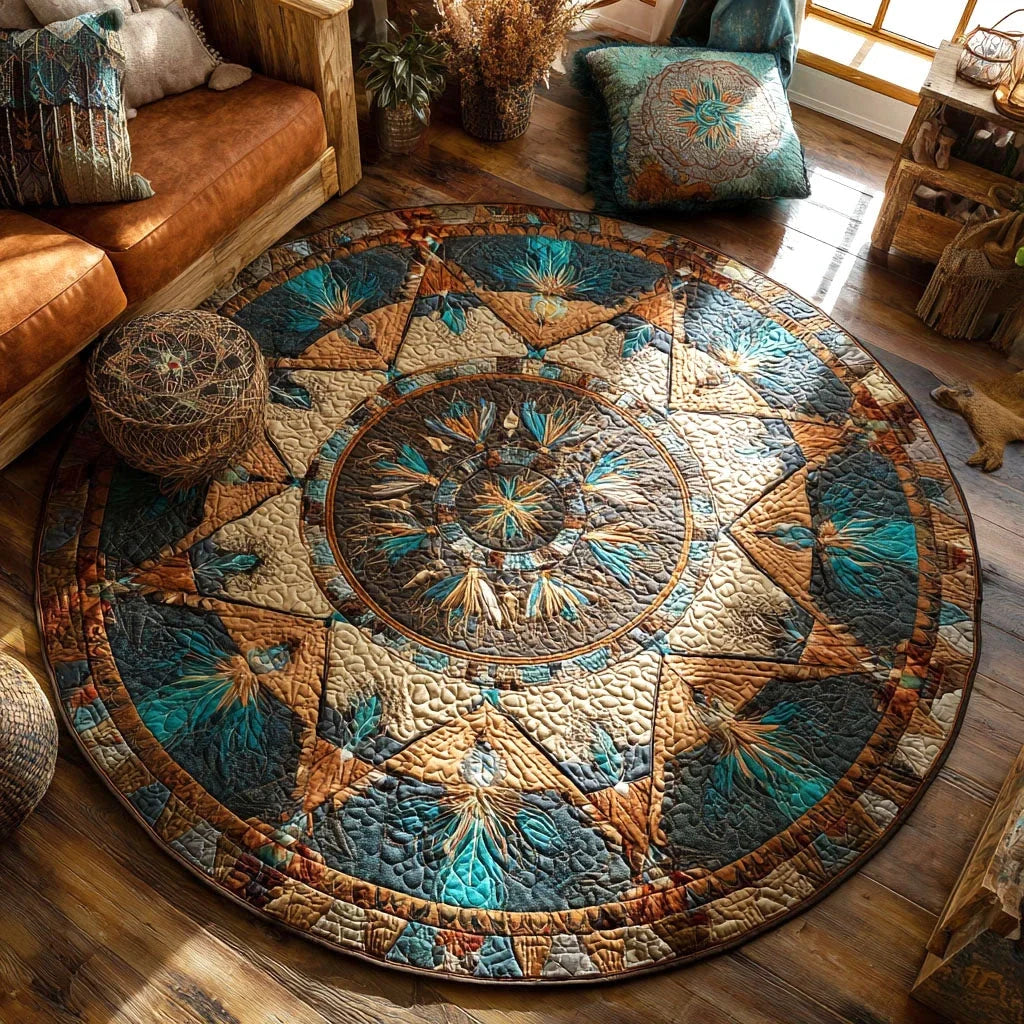 Tribal Starwheel Quilted Round Mat