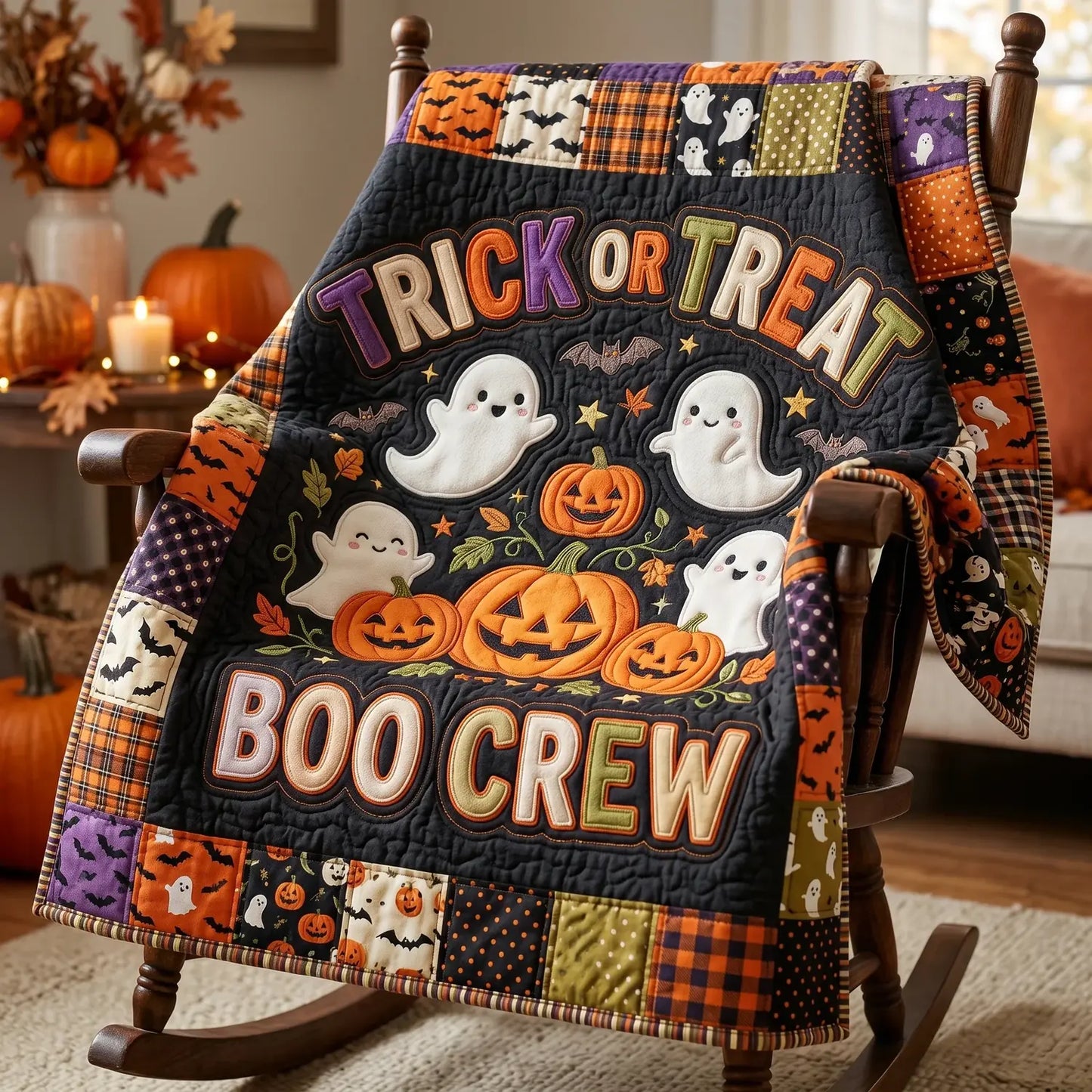 Trick Or Treat Boo Crew Quilt Blanket