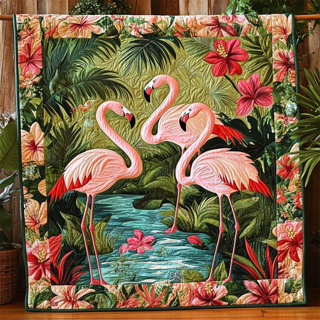 Tropical Flamingo Quilt Blanket