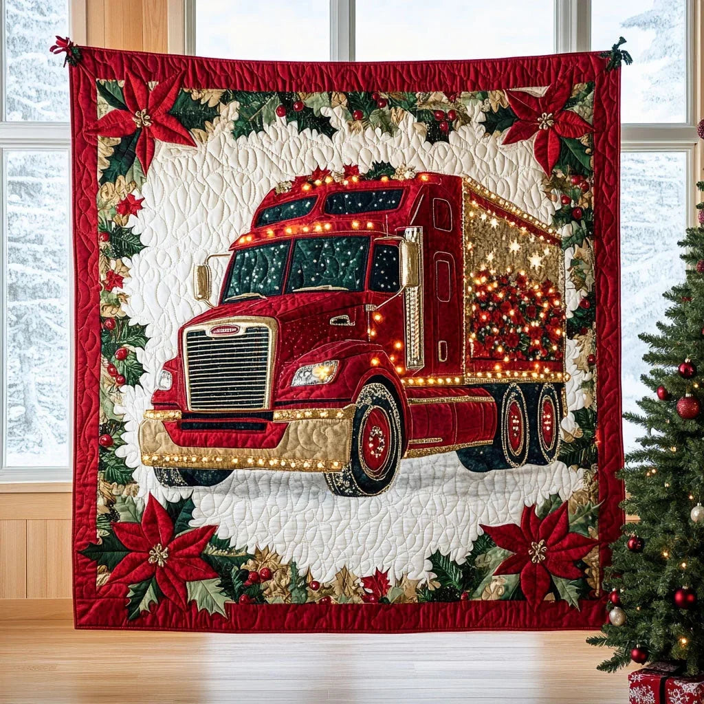 Truck Holiday Quilt Blanket
