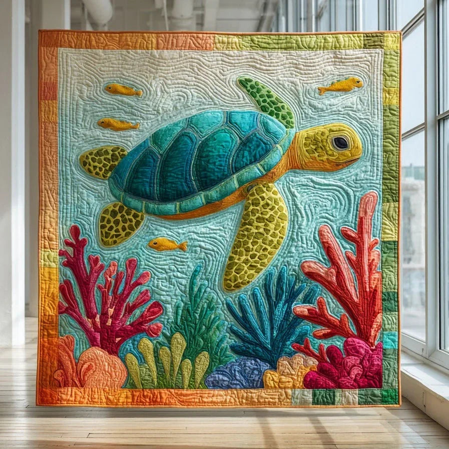 Turtle Coral Reef Quilt Blanket