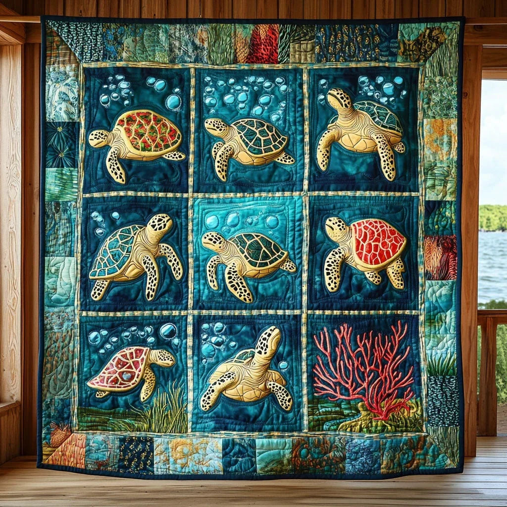 Turtle Harmony Quilt Blanket