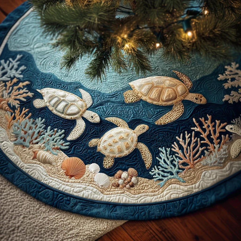 Turtle Path Christmas Quilted Tree Skirt