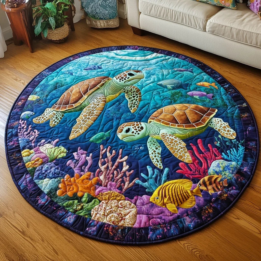 Turtle Tides Quilted Round Mat