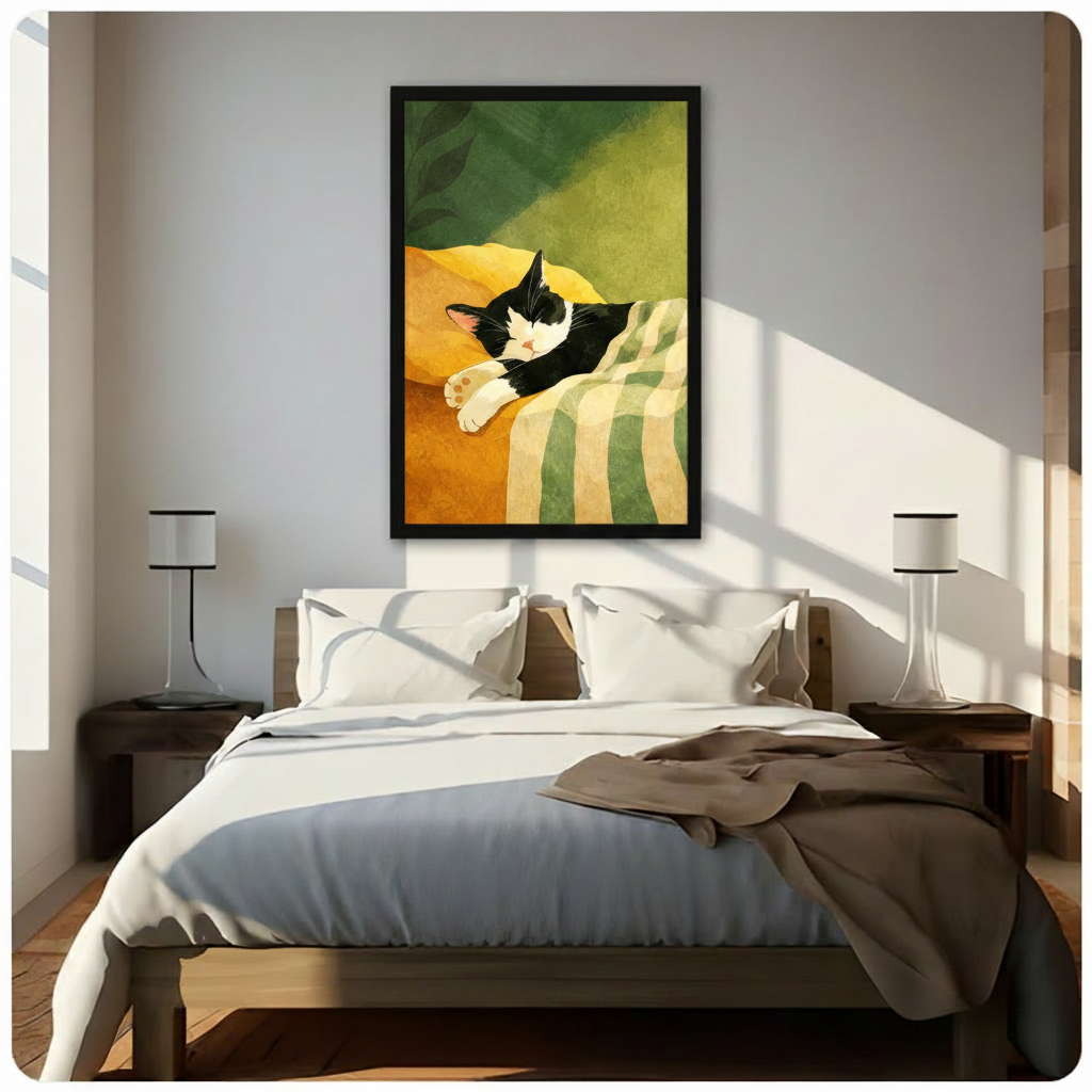 Sleeping Cat Cozy Sofa Warm Canvas Art Wall Art
