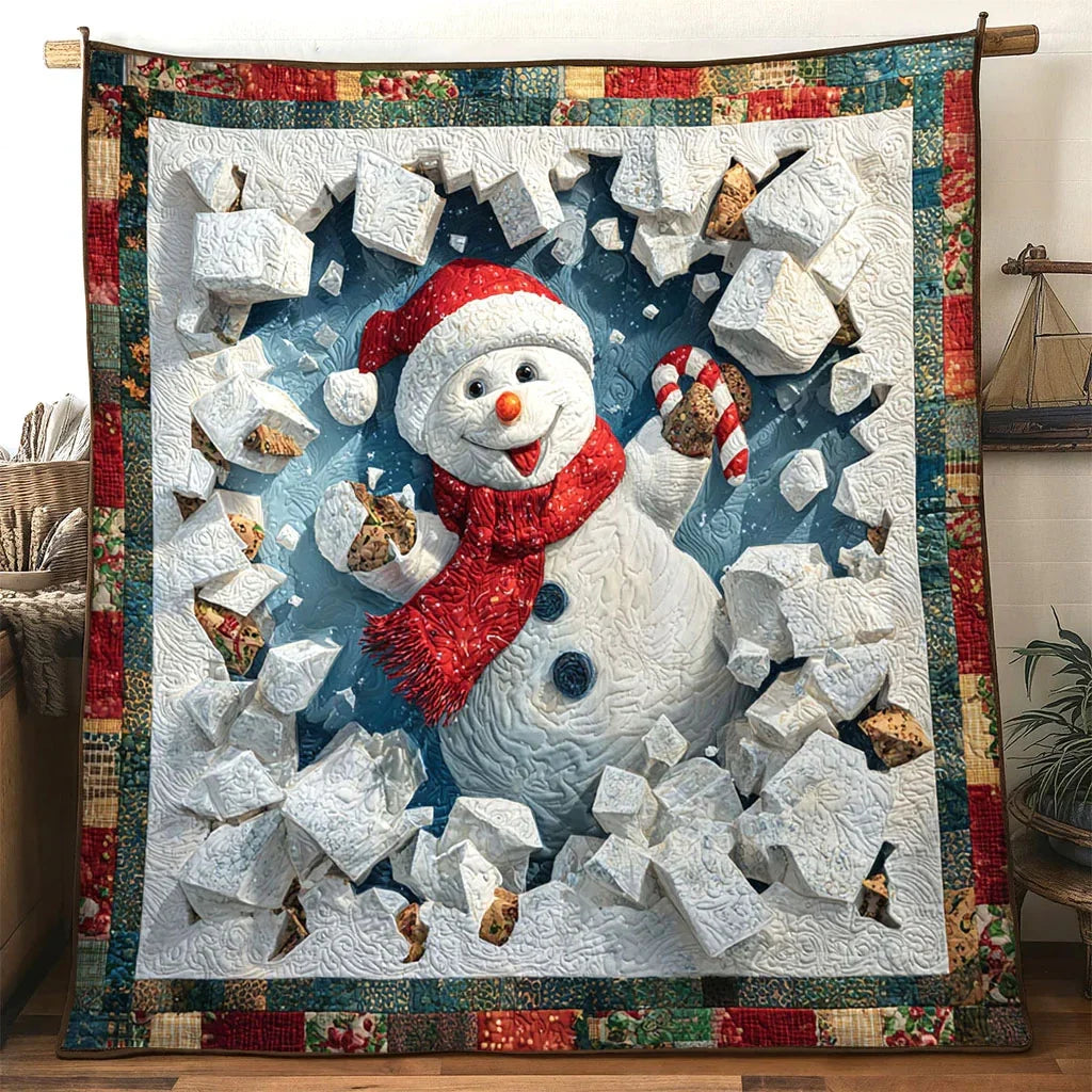 Twinkle Frost Snowman Quilt Blanket