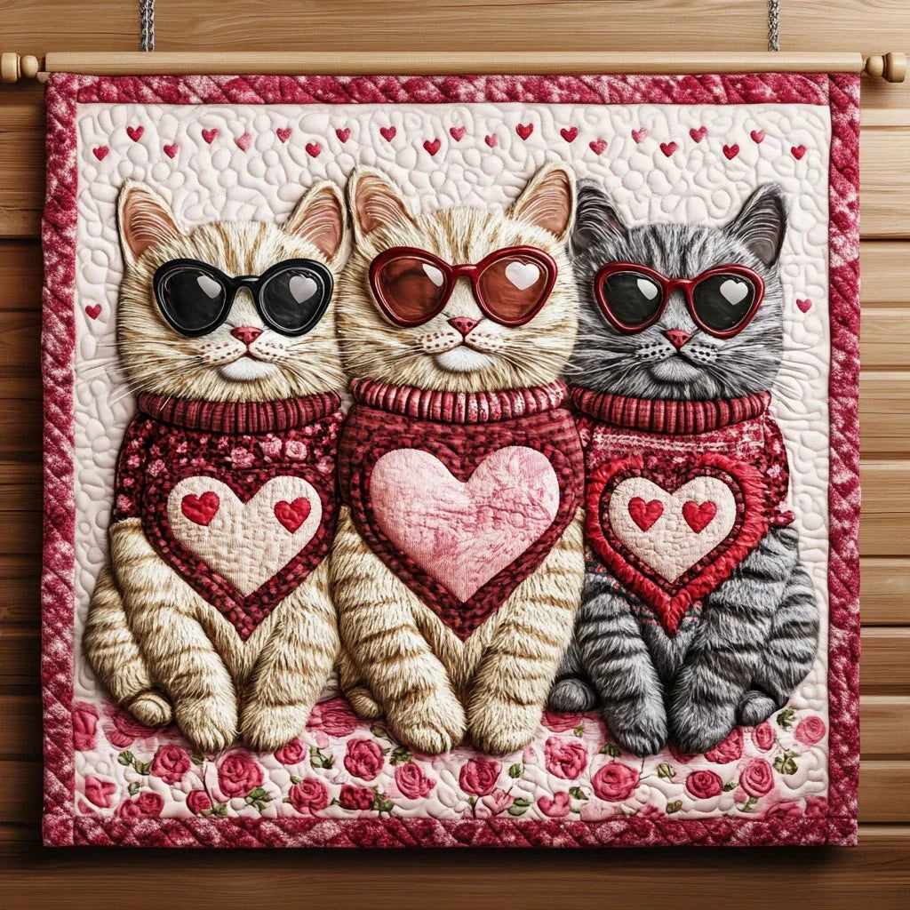 Valentine Kitties Quilt Blanket