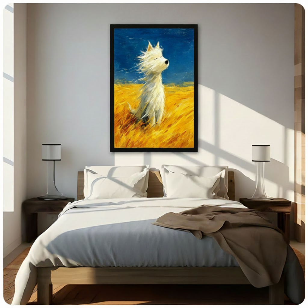 Van Gogh Style Westie Dog Canvas Art Wall Art