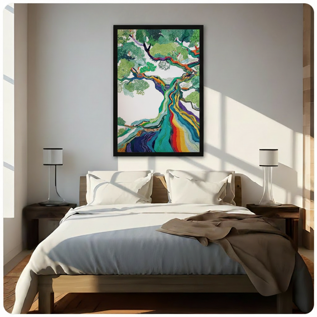 Rainbow Tree of Life Abstract Canvas Wall Art