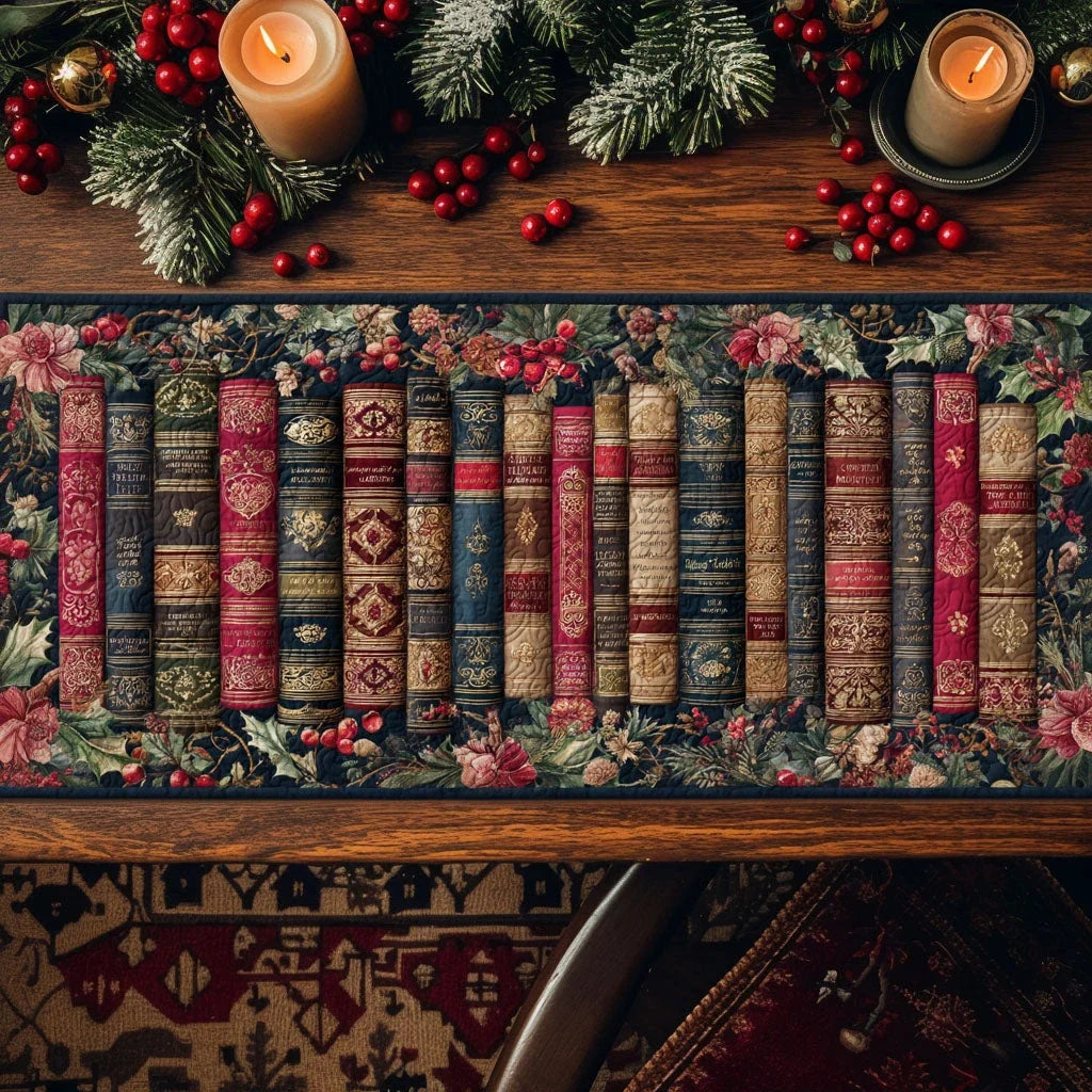 Vintage Bookway Quilted Table Runner