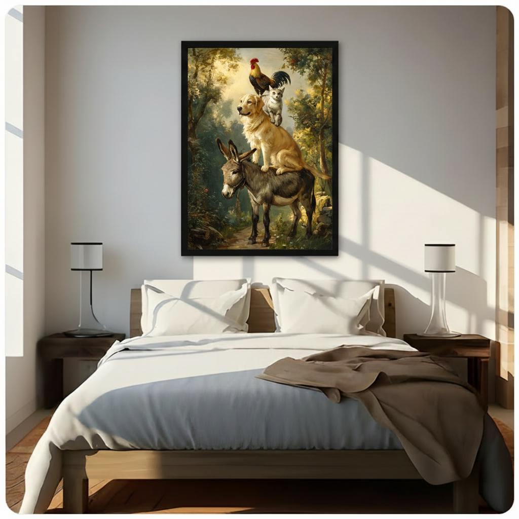Bremen Musicians Classic Oil Painting Canvas Art