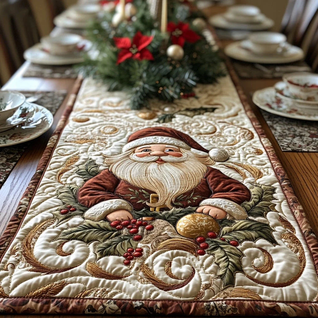 Vintage Claus Quilted Table Runner