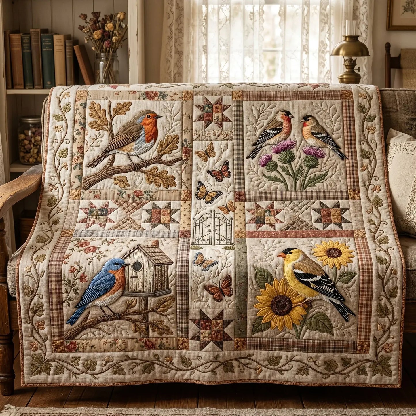 Vintage Forest Quilt Blanket