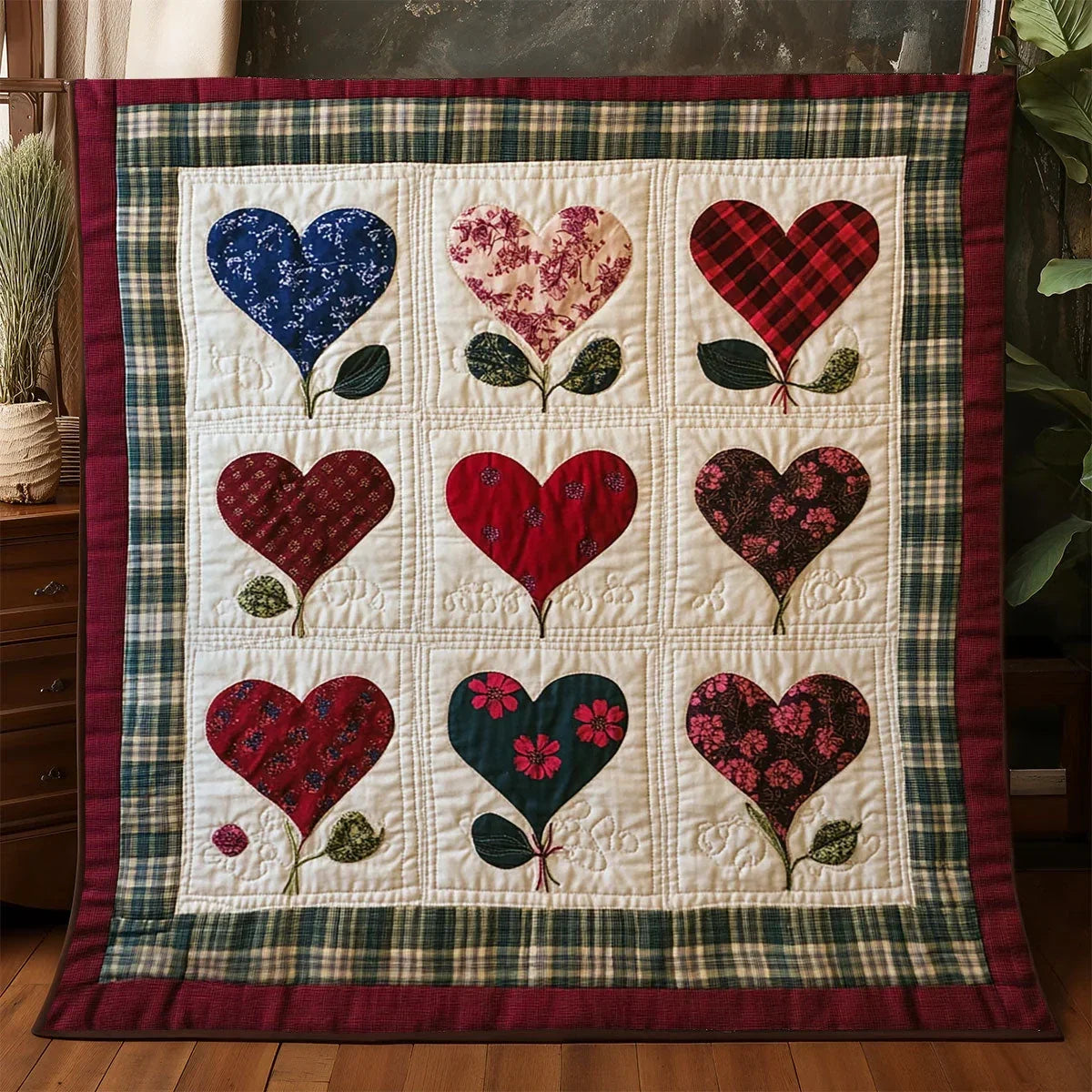 Vintage Heart Quilt Blanket