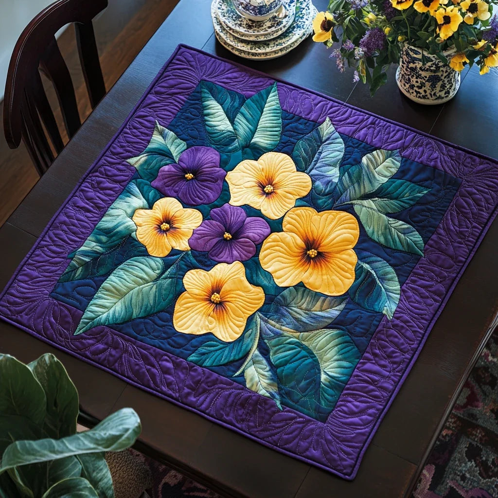 Violet Garden Quilted Table Topper