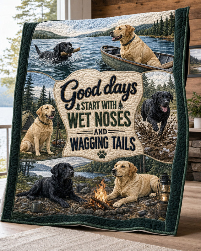 Wagging Tails Quilt Blanket - Quilted Blanket by Wild and Way