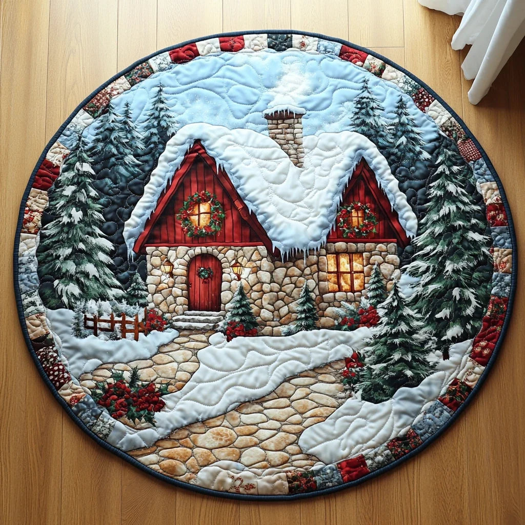Warm Christmas Wishes Quilted Round Mat
