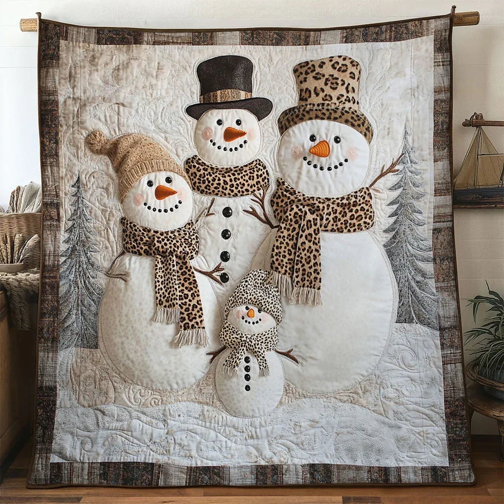 Warm Heart Snowman Quilt Blanket