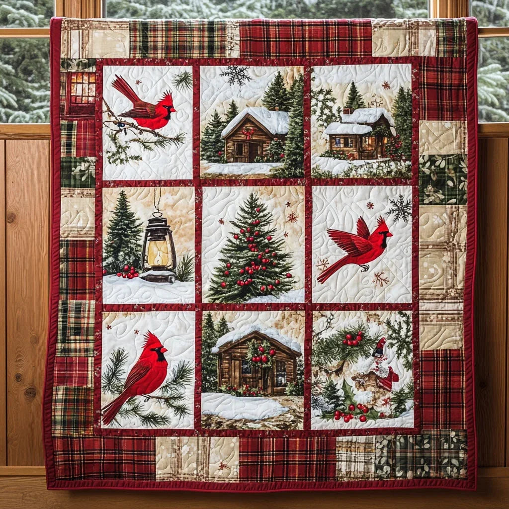Warm Light Cardinal Quilt Blanket