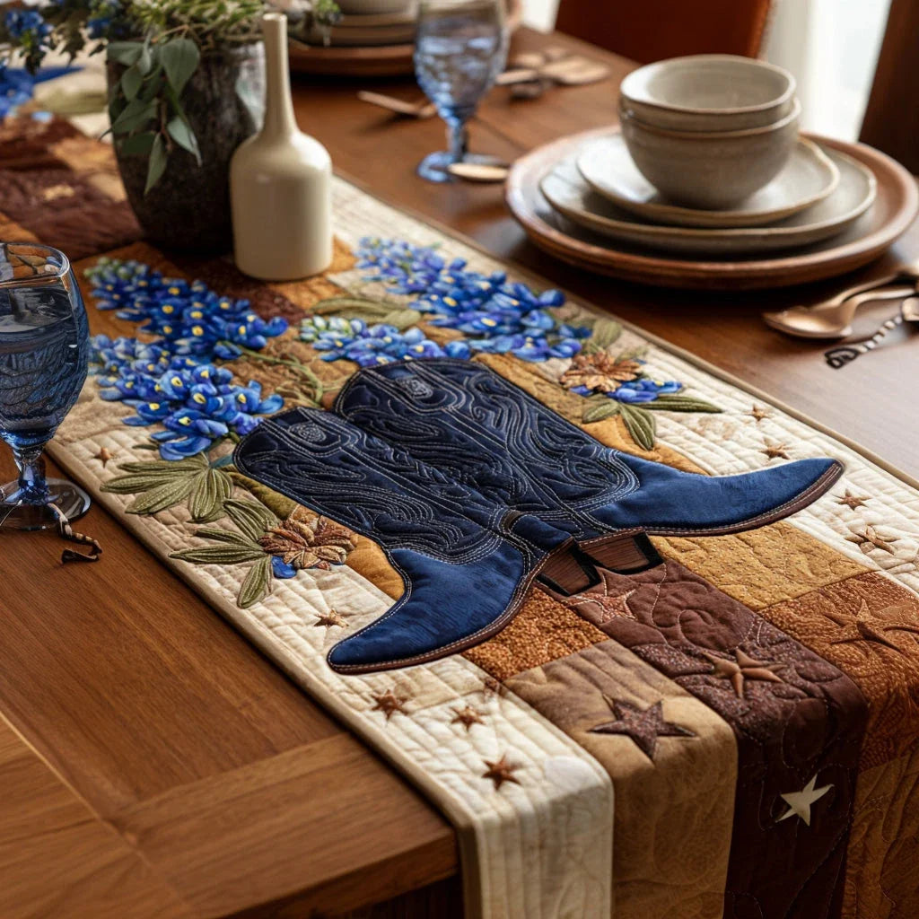 Western Blue Quilted Table Runner