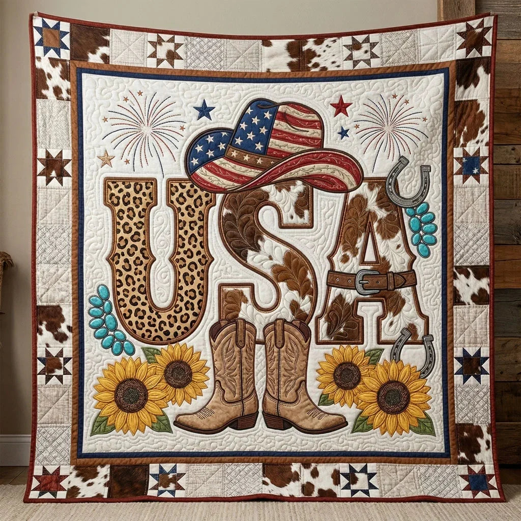 Western Usa Spirit Quilt Blanket