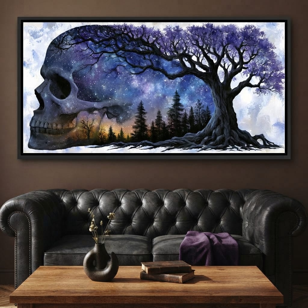 Where Cosmic Night Meets Forest Roots Canvas Wall Art