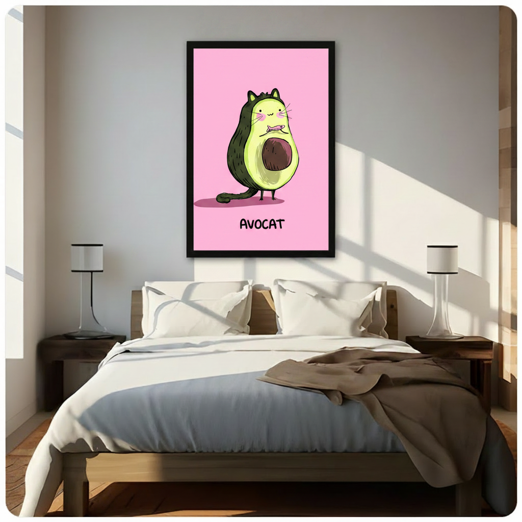 Avocat Avocado Cat Funny Canvas Wall Art