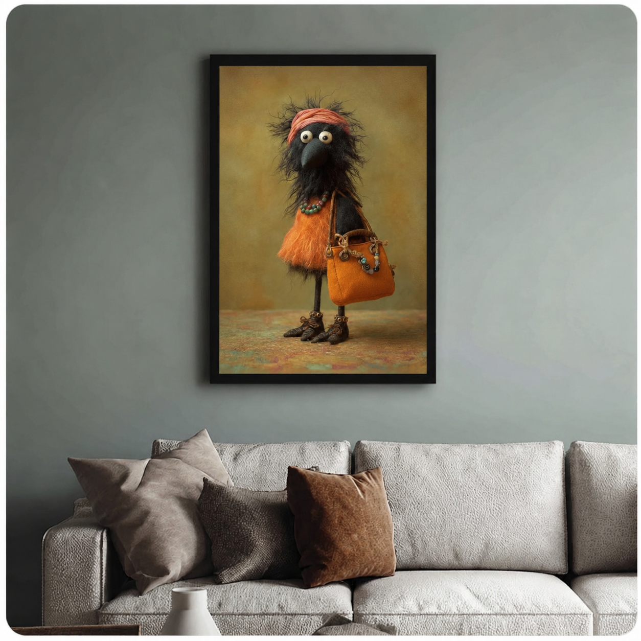 Whimsical Boho Bird Canvas Wall Art
