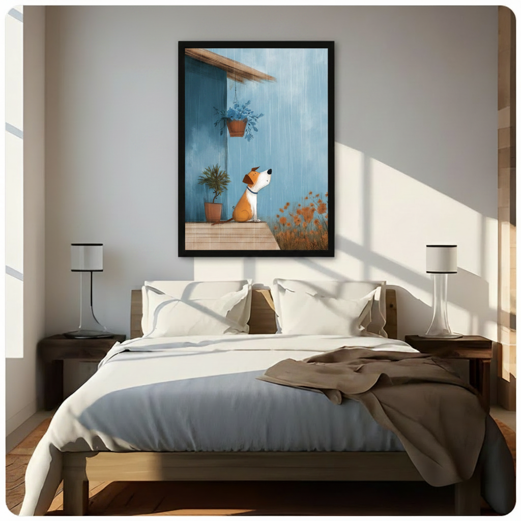 Rainy Day Dog Porch Cozy Canvas Wall Art