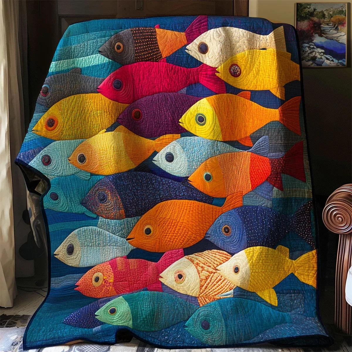 Whimsical Fish Quilt Blanket