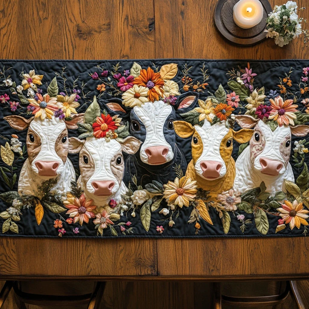 Whimsical Herd Quilted Table Runner