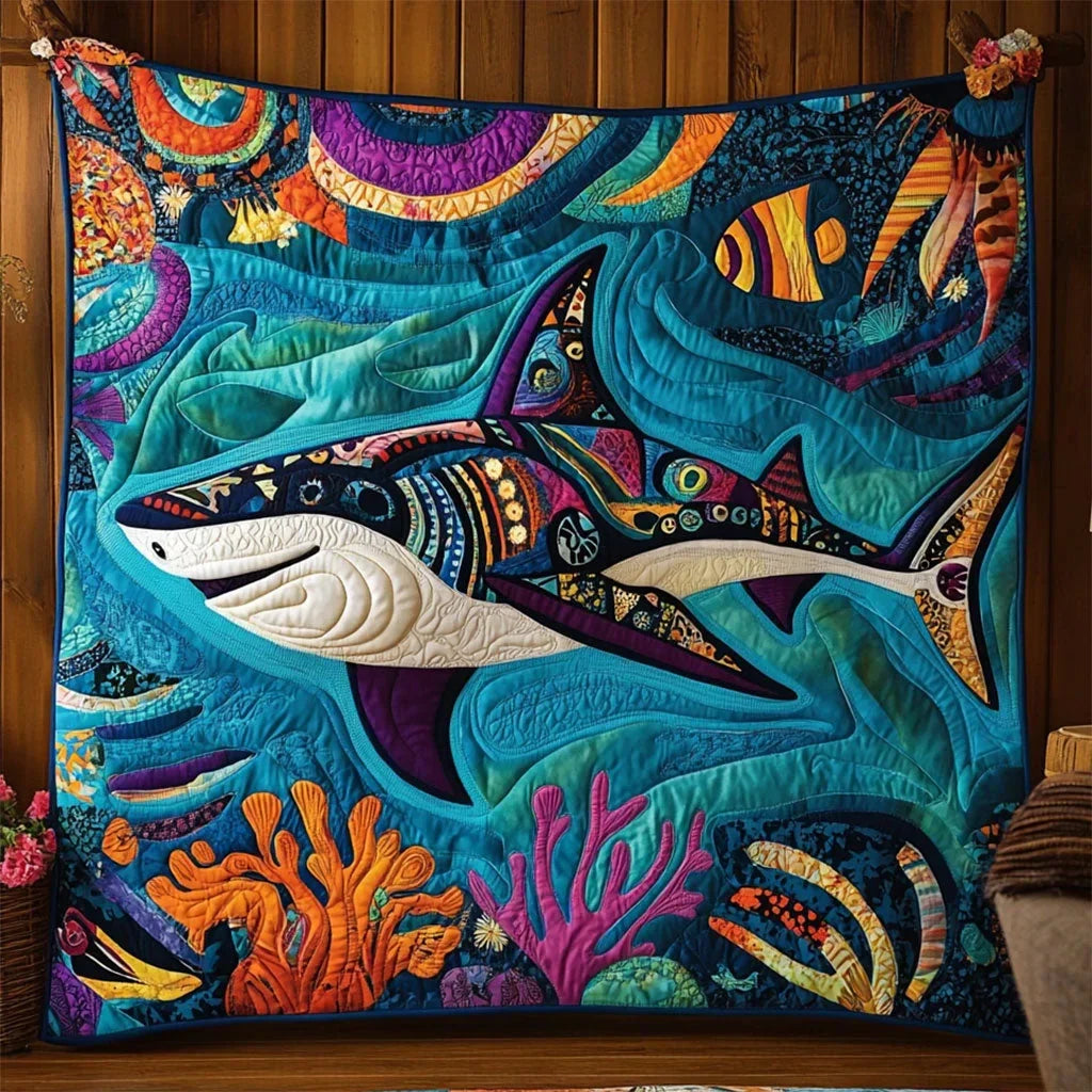 Whimsical Shark Quilt Blanket